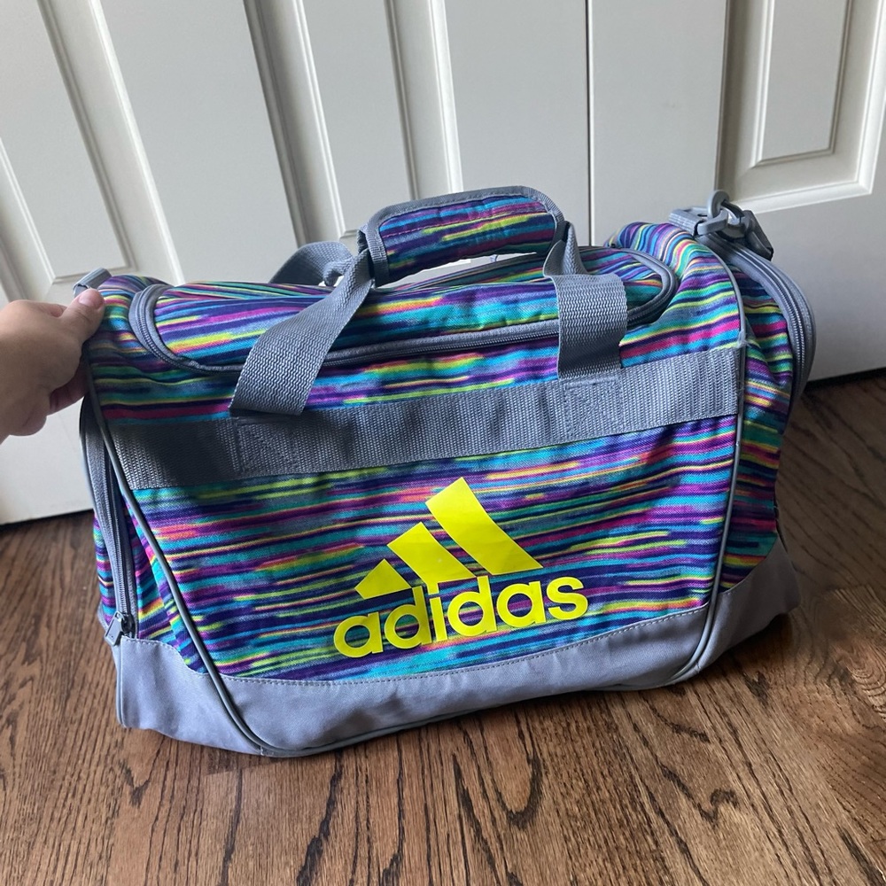 Rainbow Adidas Duffel Bag with adjustable straps